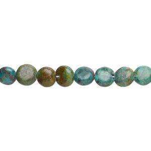 Turquoise 1pkg1, puffed flat round bead 15 inch 6-7mm