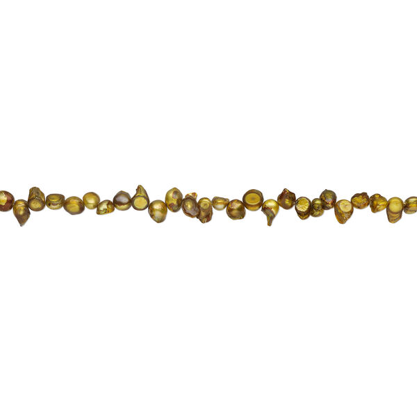 Freshwater pearl 1pkg1, baroque, 15 inch golden yellow 8x7mm-18x9mm cultured image number 1