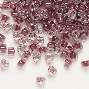 Seed bead, Miyuki, glass, transparent clear color-lined wine, (TR1118), #5 triangle. Sold per 250-gram pkg.