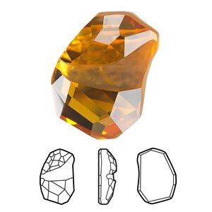 Fancy stone 1pk topaz foil back, Crystal Passions® 27x19mm flat divine rock 4787