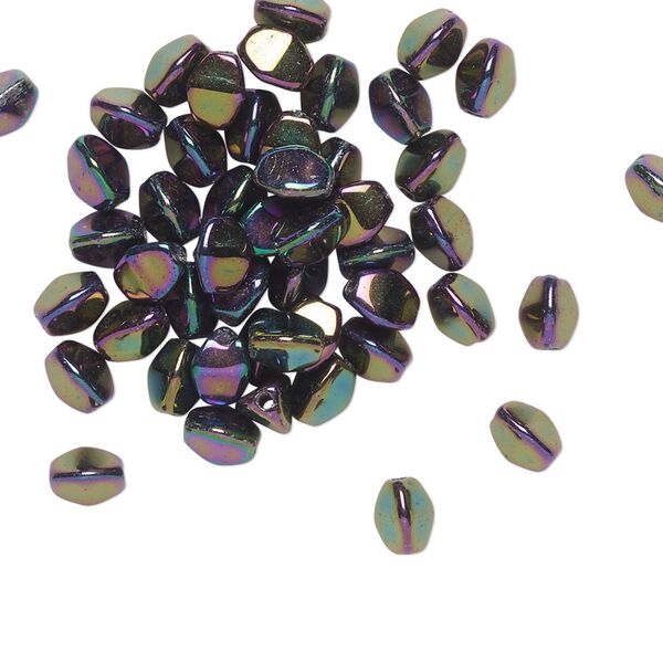 Bead, Preciosa, Czech pressed glass, opaque iris purple, 5x4mm buckwheat. Sold per pkg of 50. image number 0