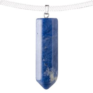 Sodalite / "pewter" (zinc-based alloy) 1pkg1, silver-plated point pendant natural 43x12mm