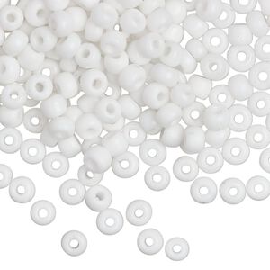 Seed bead, Miyuki, glass, pkg/25g, #6 rocaille, opaque white, (RR-402).
