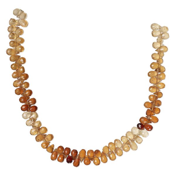 Hessonite garnet 1pkg1, hand-cut top-drilled faceted teardrop bead natural 8 inch 6x3mm-7x4mm image number 0