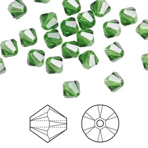 Bead 144pk fern green, Crystal Passions® 6mm bicone 5328
