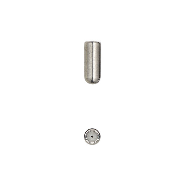 Hat pin clutch, stainless steel and silicone, white, 10x4mm. Sold per pkg of 10. image number 0