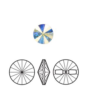 Button 72pk crystal AB foil back, Swarovski® 10mm rivoli 3015