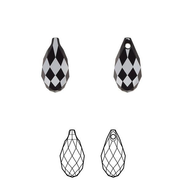 Briolette 24pk jet, Crystal Passions® 13x6.5mm pendant drop 6010 image number 0
