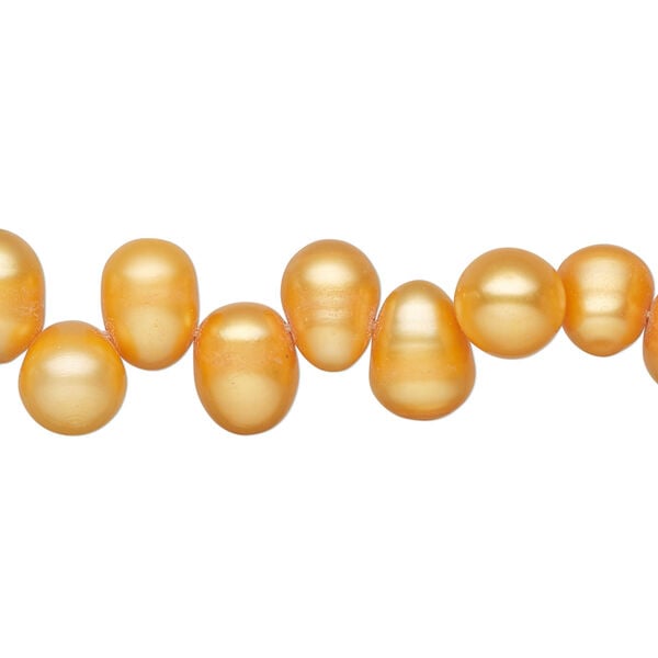Freshwater pearl 1pkg1, top-drilled rice, 15 inch tangerine 8x7mm-10x8mm cultured image number 0