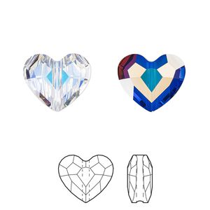 Bead 72pk crystal AB, Swarovski® 12mm love 5741
