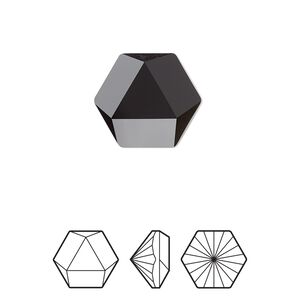 Fancy stone 1pk jet, Crystal Passions® 16x14mm prismatic hexagon 4699