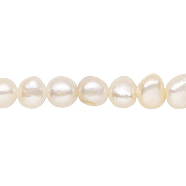 Pearl, cultured freshwater, peach, 5-6mm flat-sided potato, D grade, Mohs hardness 2-1/2 to 4. Sold per 15-inch strand. image number 0