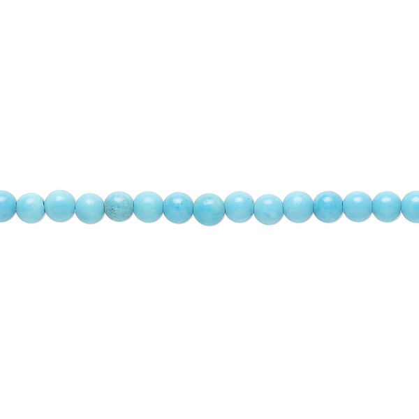Bead, magnesite (dyed/stabilized), blue, 3mm round, B grade, Mohs hardness 3-1/2 to 4. Sold per 15-1/2 inch strand, approximately 130 beads. image number 0