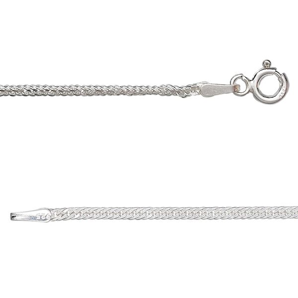 Chain, sterling silver, 2mm double curb, 20 inches. Sold individually. image number 0