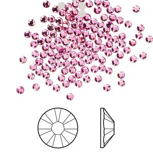 Flat back 144pk rose foil back, Crystal Passions® 2.1-2.3mm rose round SS7 2058
