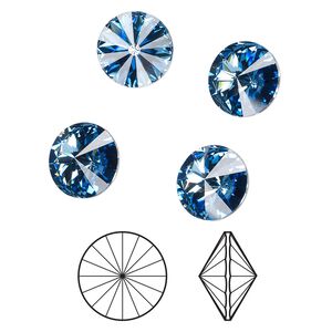 Chaton 144pk ice blue foil back, Swarovski® ReCreated™ 12mm rivoli 1122