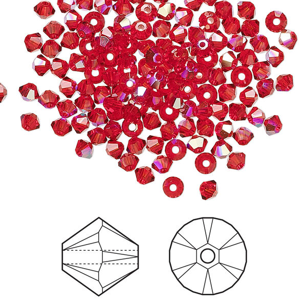 Bead 144pk light Siam AB, Crystal Passions® 3mm bicone 5328 image number 0
