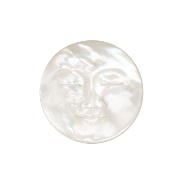 Cabochon, mother-of-pearl shell (bleached), pkg/1, 24-26mm round moon face. image number 0