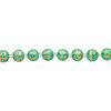 Bead, glass 1pkg8, gold and teal green, 14mm hand-painted round. image number 1