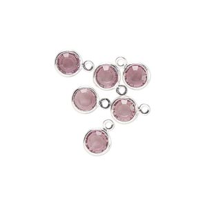 Drop, glass rhinestone and silver-finished brass, light amethyst, 6-6.5mm faceted round. Sold per pkg of 6.