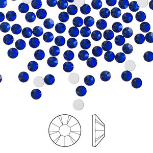 Flat back 144pk cobalt blue foil back, Preciosa MAXIMA Czech crystal rhinestone 3-3.2mm chaton rose round SS12