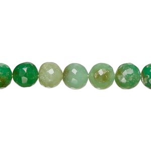 Chrysoprase 1pkg1, hand-cut faceted round bead natural 13 inch 7-9mm