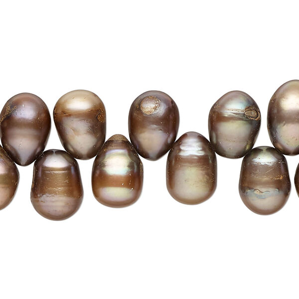 Freshwater pearl 1pkg1, rice C grade, 15 inch burgundy peacock 9x7mm-13x8mm cultured image number 0
