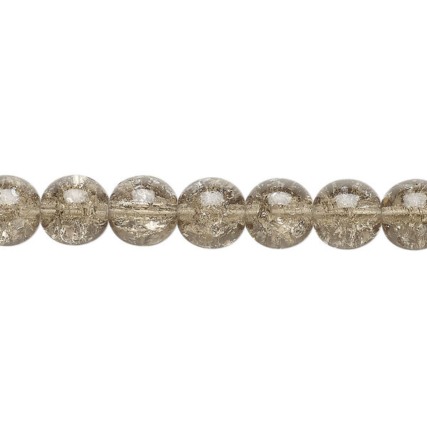 Bead, Czech crackle glass druk, smoky, 8mm round. Sold per 15-1/2" to 16" strand, approximately 50 beads. image number 0