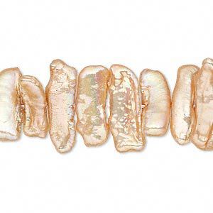 Pearl, cultured freshwater (dyed), yellow and gold, 15x5mm-20x7mm center-drilled stick, C- grade, Mohs hardness 2-1/2 to 4. Sold per 15" to 16" strand.