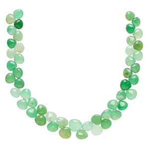 Chrysoprase 1pkg1, hand-cut top-drilled puffed teardrop bead natural 8 inch graduated 7x7mm-9x9mm
