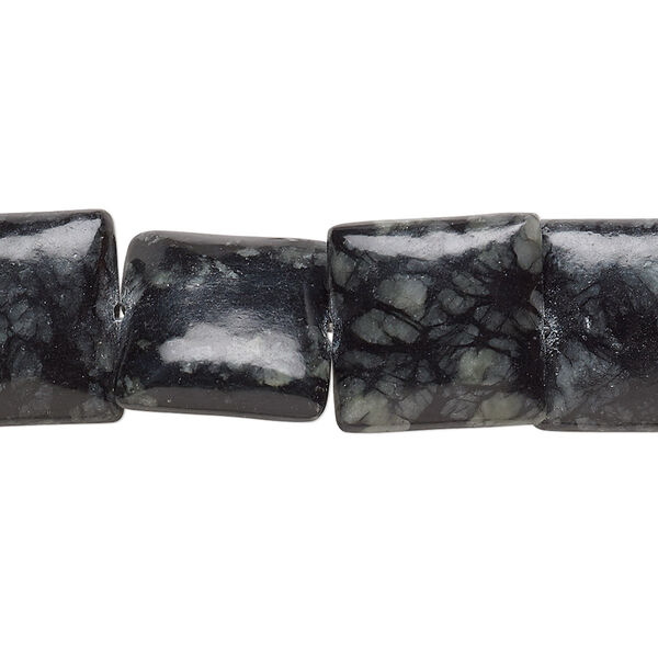 Bead, Picasso serpentine (natural), 14mm puffed square, B- grade, Mohs hardness 2-1/2 to 6. Sold per 15-inch strand. image number 0