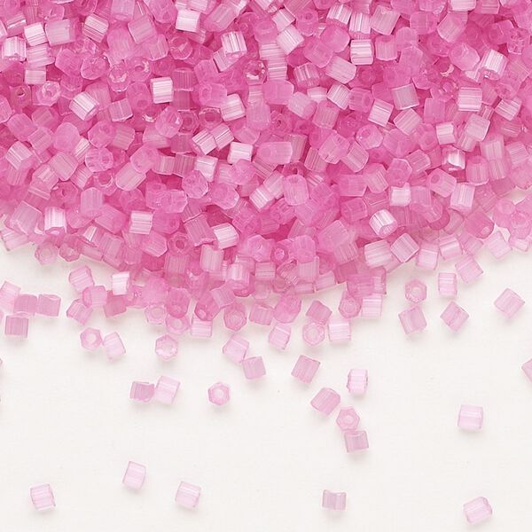 Seed bead, Preciosa Ornela Czech glass, pkg/500g, #11 2-cut hex, translucent solgel dyed satin pink, (05192). image number 0