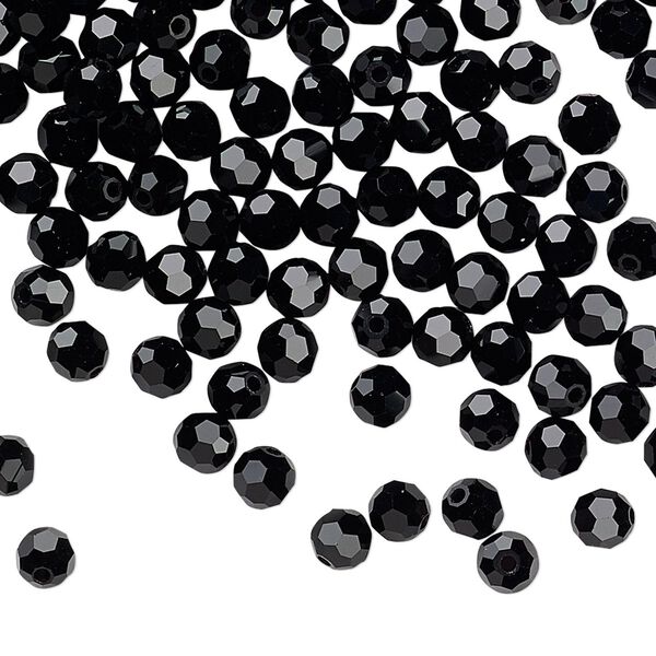 Bead 24pk jet, Preciosa Czech crystal 4mm round image number 0