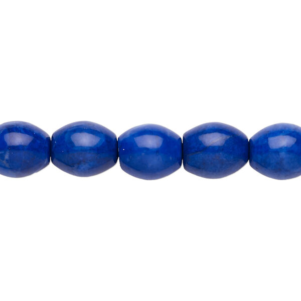 Bead, howlite (dyed), lapis blue, 10x8mm oval, B grade, Mohs hardness 3 to 3-1/2. Sold per 16-inch strand. image number 0