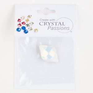 Fancy stone 1pk white opal foil back, Crystal Passions® 23x15mm lemon 4230