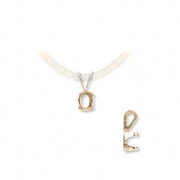 Pendant, Snap-Tite®, 14Kt gold, 6x4mm 4-prong oval setting. Sold individually. image number 0