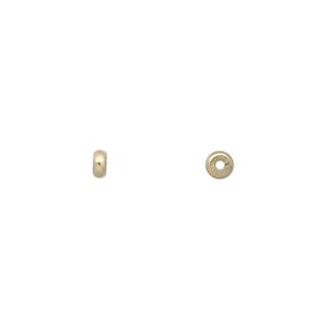 Bead, brass, 4x2mm heishi. Sold per pkg of 100.