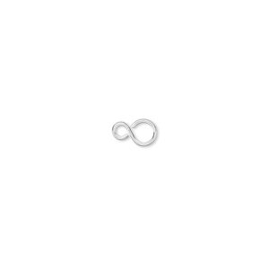 Link, silver-plated brass, 8x4mm infinity. Sold per pkg of 100.