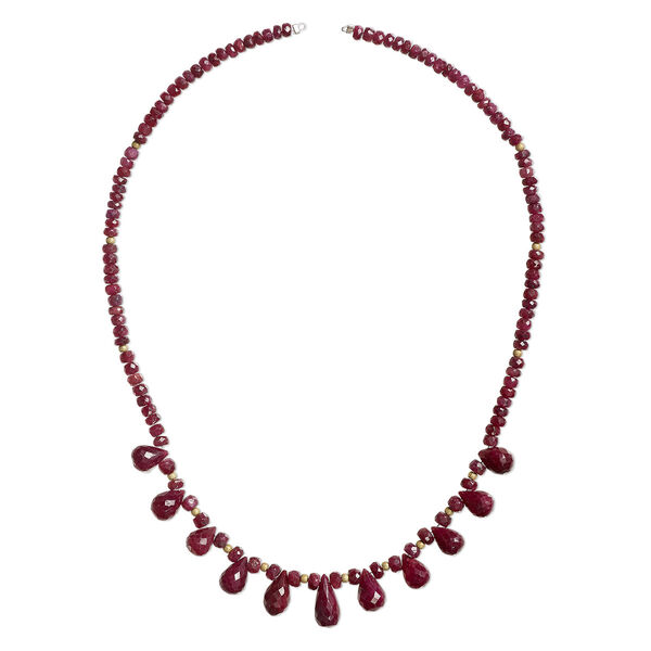Ruby / sterling silver 1pkg1, faceted teardrop / faceted rondelle / round bead necklace base gold-plated 16 inch mixed sizes image number 0