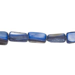 Mother-of-pearl shell 1pkg1, stick bead 15 inch dark blue 10x6mm-16x9mm