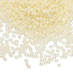 Seed bead, Preciosa Ornela Czech glass, pkg/50g, #11 rocaille, opaque luster light cream pearl, (47113).
