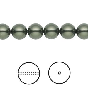Pearl 250pk dark green, Swarovski® 8mm round 5810