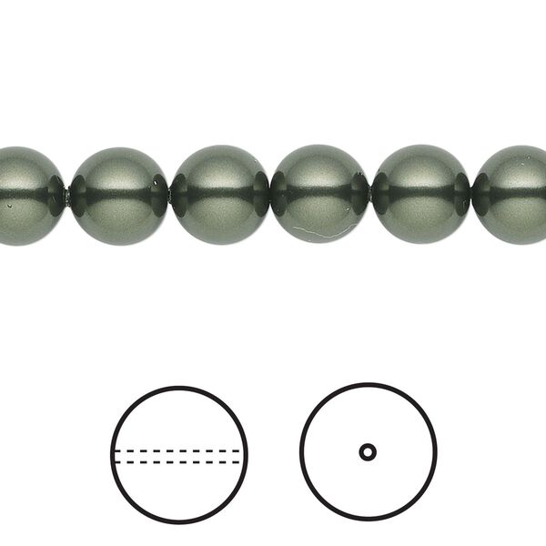 Pearl 250pk dark green, Swarovski® 8mm round 5810 image number 0