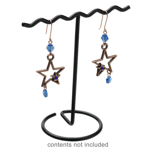 Display, earring, steel and vinyl, black, 4 x 3-1/4 x 2 inches. Sold per pkg of 4. image number 1