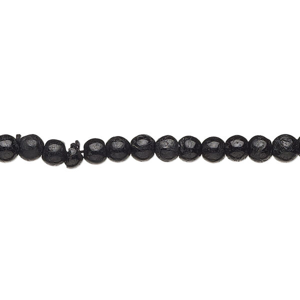 Black tourmaline 1pkg1, hand-cut uneven round bead natural D grade, 13 inch 3-5mm image number 0