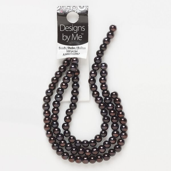 Bead, glass, opaque purple bronze, 6.5mm round. Sold per pkg of 100. image number 0