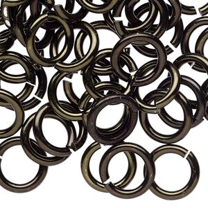 Jump ring, anodized aluminum, black, 12mm round, 7.9mm inside diameter, 12 gauge. Sold per pkg of 100.
