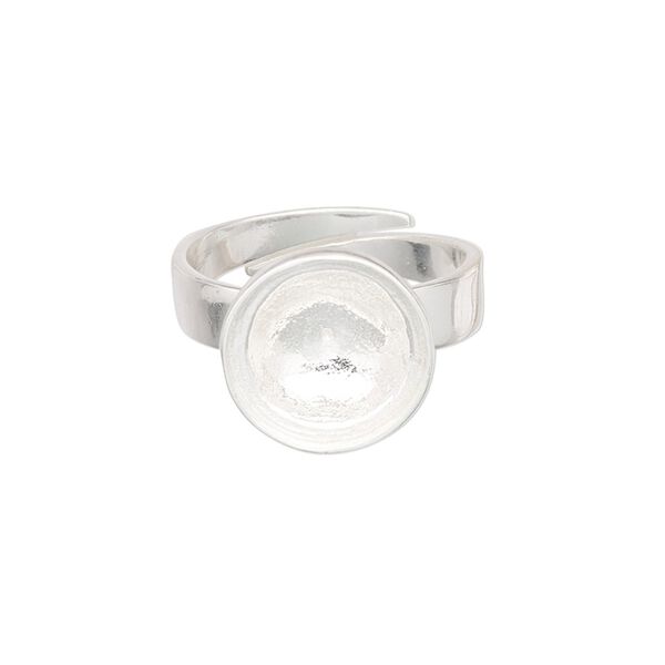 Ring, Almost Instant Jewelry®, sterling silver, 13mm wide with 12mm rivoli setting, adjustable from size 7 to 8. Sold individually. image number 0
