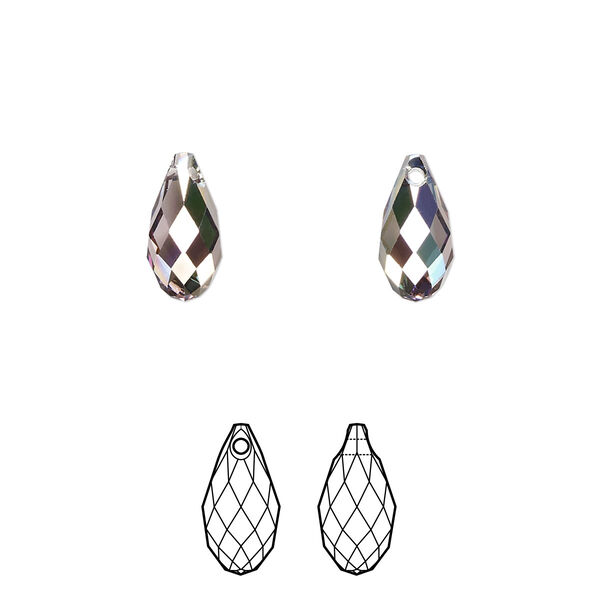 Briolette 2pk light amethyst heavy vitrail light, Crystal Passions® 11x5.5mm pendant drop 6010 image number 0