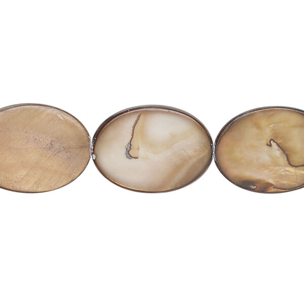 Mother-of-pearl shell 1pkg1, flat oval bead 15 inch copper and brown 17x12mm-18x14mm image number 0